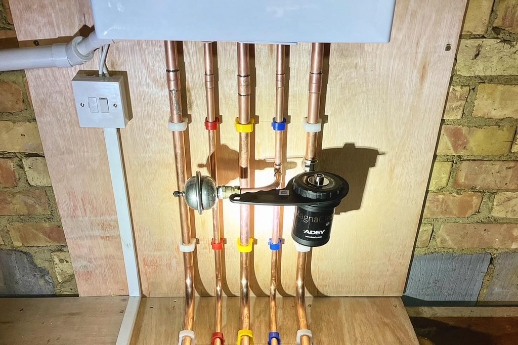 New boiler installation with gas pipes